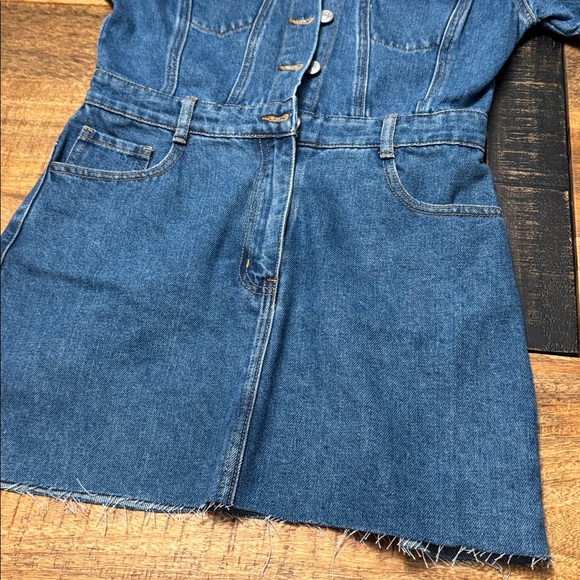 Forever 21 denim mini dress collared button down - Picture 3 of 5